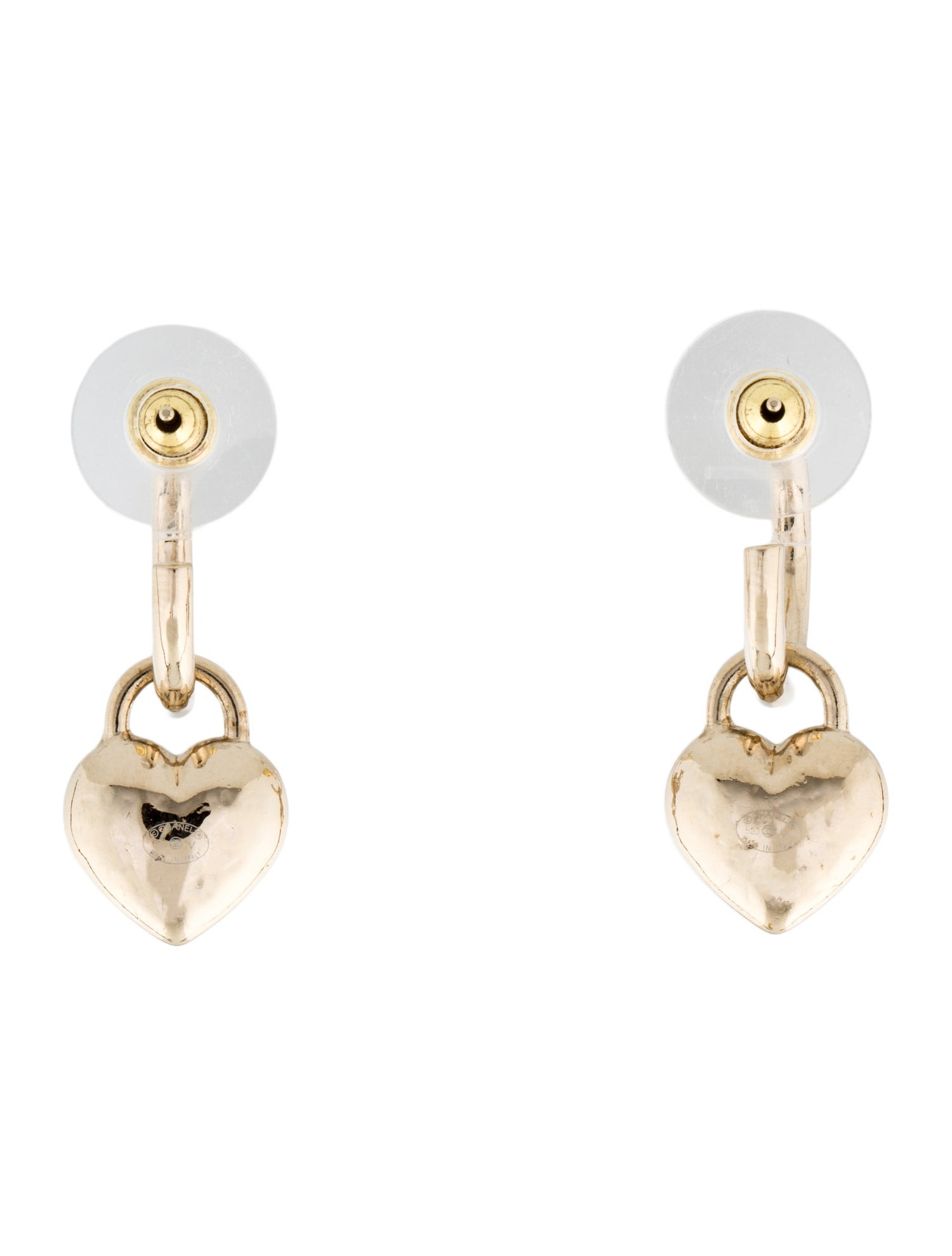Chanel Heart CC Turn-Lock Drop Earrings